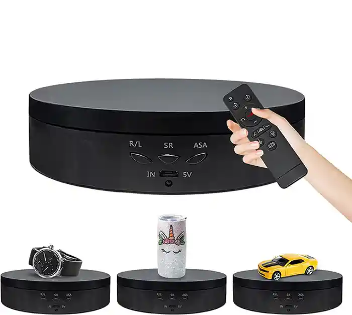 Hive RT-360 3 in 1 electric turntable 360 degree electric rotating display stand with remote control for photography product display jewelery watch 3d models collectibles (black)